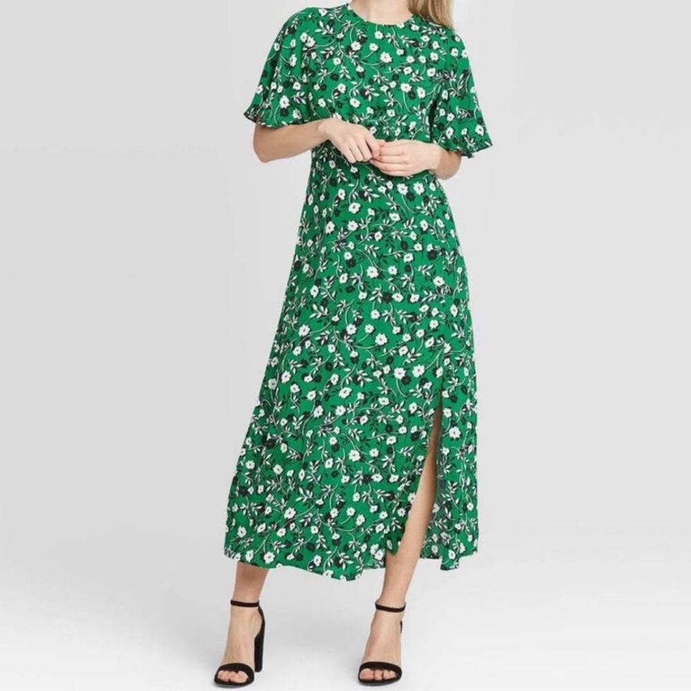Who What Wear green floral maxi dress